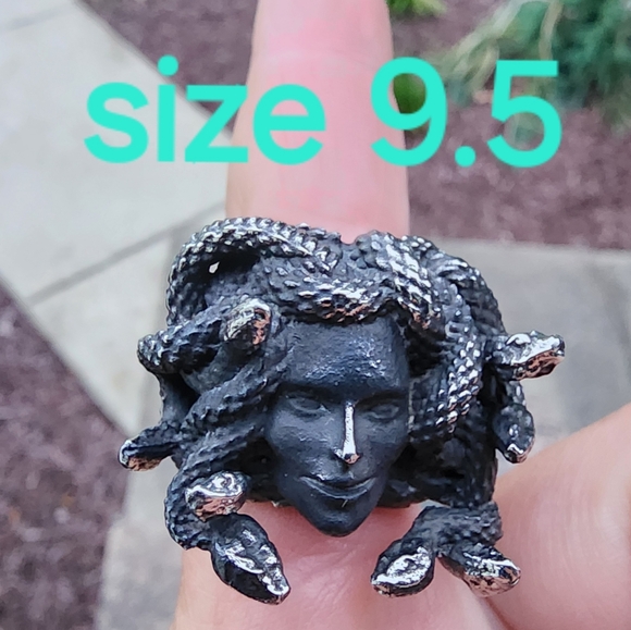 Medusa Other - Medusa lady snake head heavy thick band ring size 9.5 cool jewelry unisex